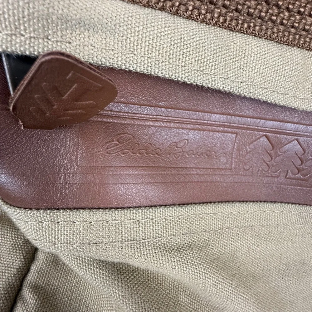 Eddie Bauer Ford Duffel Bag Tan Canvas Travel Gym Weekender‎ Luggage Pocket